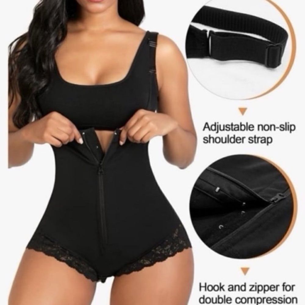 ShaperX Black Women's open bust Shapewear Bodysuit